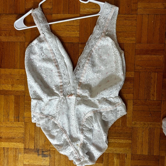 vintage bodysuit lace and pink ribbon 80s - Picture 5 of 7